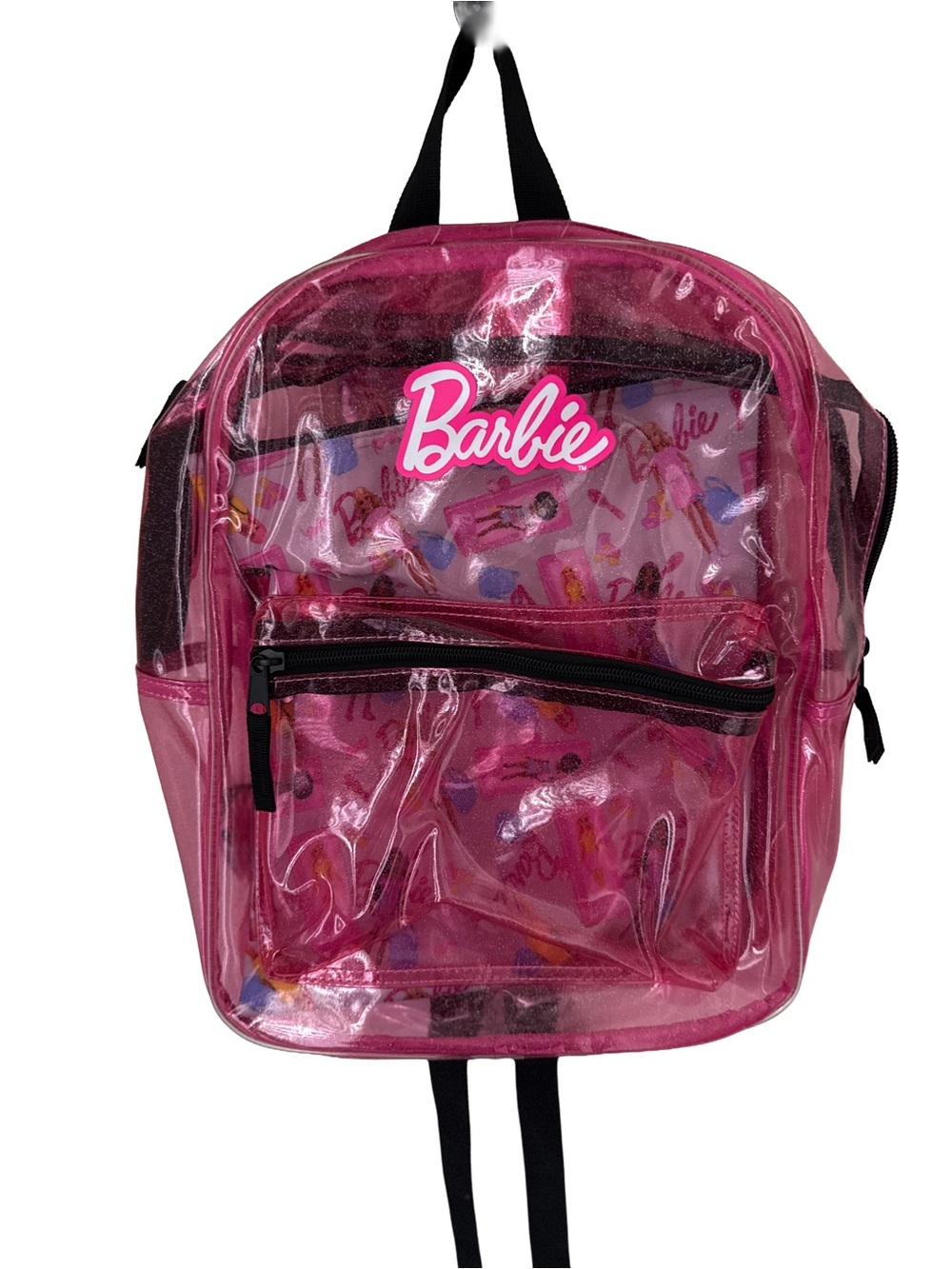 Old Navyx Barbie  Kids Clear Pink Barbie Logo Backpack with Inner Pouch NWT